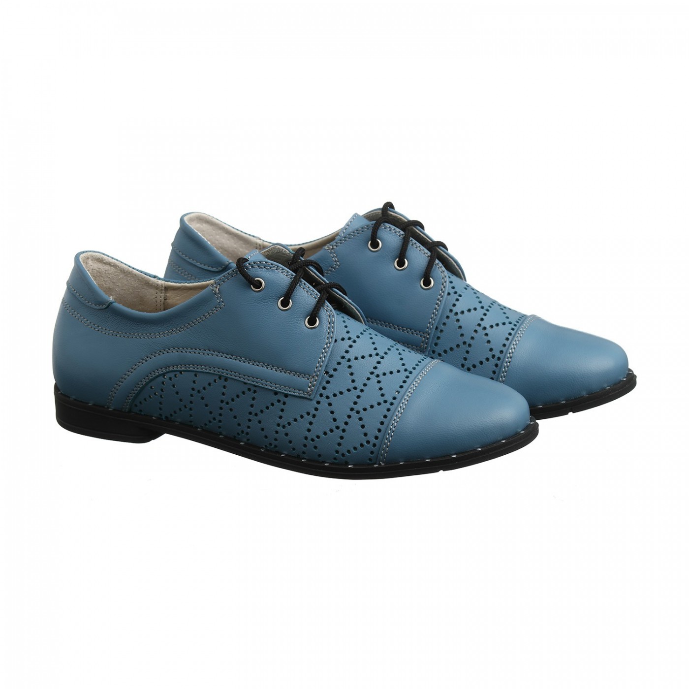 Голубые туфли размер из кожи с перфорацией – скидка! Купить с доставкой по  Украине. Store AdverMAN